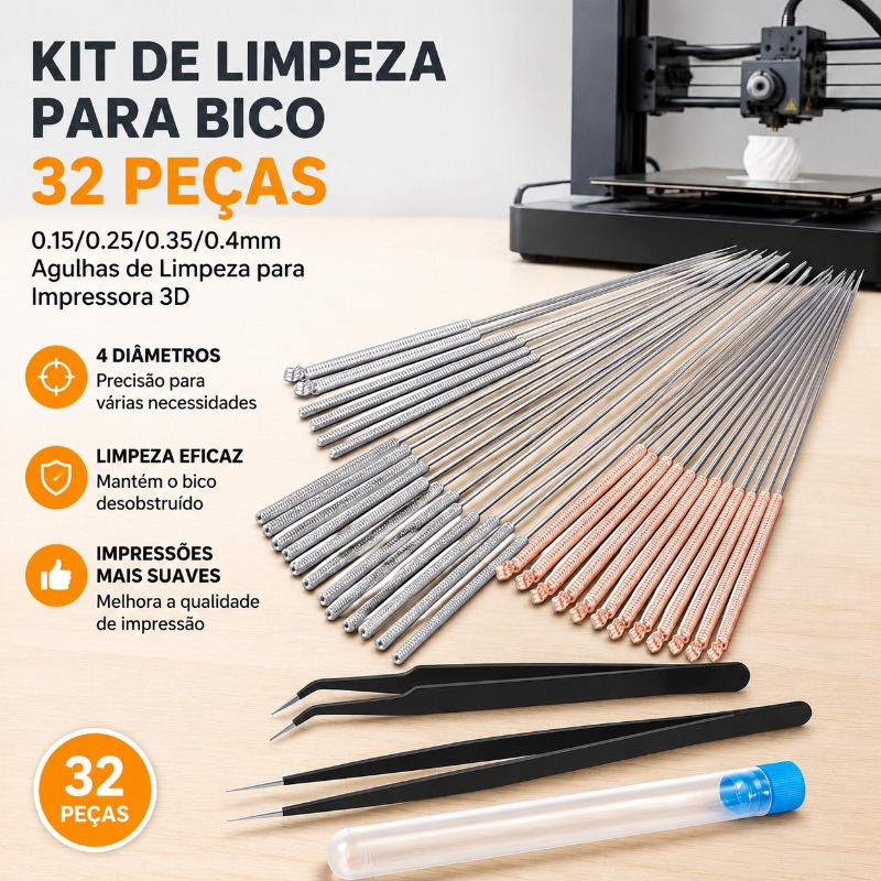 3D Printer Extruder - Zestaw 32 szt. igieł do czyszczenia
